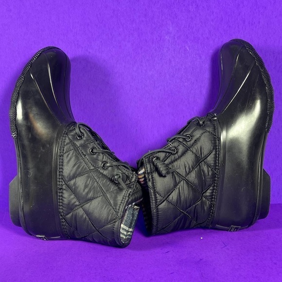 Sperry Women's Black Saltwater Nylon Quilted Rain/Duck Boots Shoe Size 10 -NEW - Picture 8 of 10